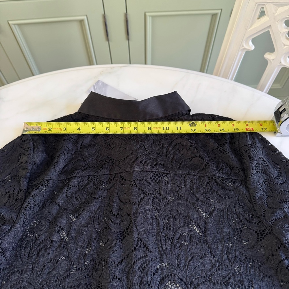 Chico's Black Lace Long Sleeve Blouse Sz S - Picture 9 of 11